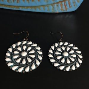 3/$20 Western Bronze Patina & Cream Earrings